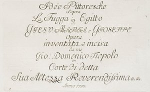 Página de título de A fuga para o Egito de Giovanni Domenico Tiepolo