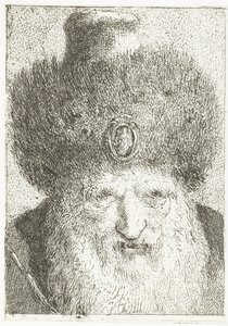 Homem turco com chapéu de pele Coleção de cabeças (título da série) Raccolta di Teste (título da série) de Giovanni Domenico Tiepolo