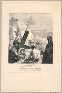 Via crucis - Estação IX, ele cai sob a cruz pela terceira vez de Giovanni Domenico Tiepolo