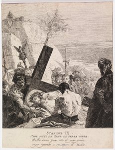 Via crucis - Estação IX. Jesus cai pela terceira vez de Giovanni Domenico Tiepolo