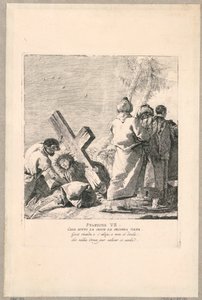 Via crucis - Estação VII, ele cai sob a cruz pela segunda vez de Giovanni Domenico Tiepolo