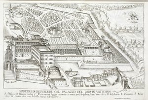 Vista, de, a, belvedere, jardins, em, a, papal, palácio, vaticano de Giovanni Domenico de