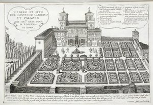 Vista, de, a, jardins, e, palácio, de, a, duque grande, de, tuscany, roma de Giovanni Domenico de