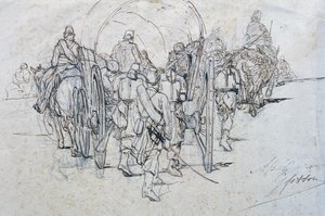 Caravana de mantimentos em marcha de Giovanni Fattori
