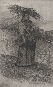 Camponesa colhendo gravetos, 1884-1908. de Giovanni Fattori