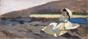 Senhora sentada na Paisagem de Giovanni Fattori