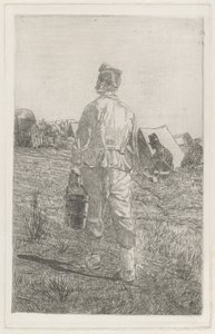 Soldado com um balde, visto de costas de Giovanni Fattori