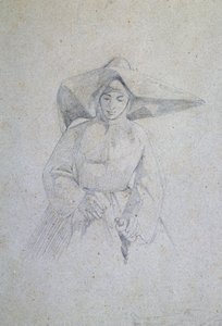 Estudo de freira para o acampamento italiano na Batalha de Magenta por Giovanni Fattori de Giovanni Fattori