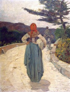 A estrada branca, c.1887 (óleo sobre tela) de Giovanni Fattori