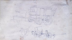 Dois carrinhos e dois soldados. de Giovanni Fattori