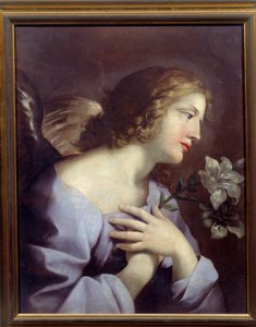 Anjo da Anunciação. Pintura de Giovani Romanelli (1610 - 1662) Ec. Ital. de Giovanni Francesco Romanelli