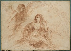 Um anjo aparecendo a Hagar e Ismael, c.1653 (giz vermelho)