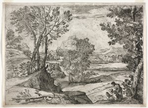 Paisagem com uma família, 1643. de Giovanni Francesco Grimaldi