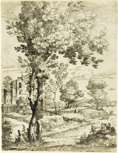 Paisagem com uma casa de Giovanni Francesco Grimaldi