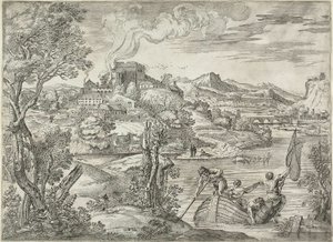 Paisagem com um Luteplayer de Giovanni Francesco Grimaldi