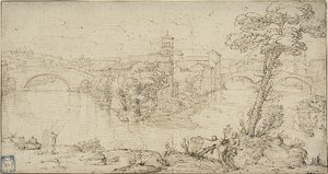 Vista da Isola Tiberina de Giovanni Francesco Grimaldi