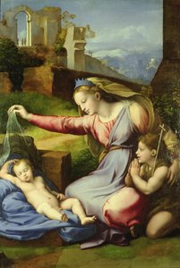 Virgem do Véu (A Virgem do Diadema Azul) de Giovanni Francesco Penni