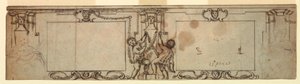 Desenho, projeto de revestimento em talha, 1650 de Giovanni Francesco Romanelli