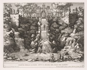 Vista da Cascata Sotto LOrgano na planta do jardim. de Giovanni Francesco Venturini