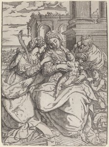 Madonna e criança com Santa Catarina de Giovanni Gallo after Marco Pino