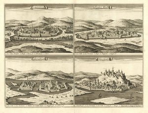 Castelos de Košice, Hatvan, Szolnok e Belgrado (Giovanni Giacomo De Rossi, 1683) de Giovanni Giacomo De Rossi