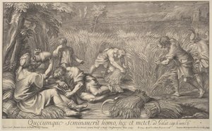 Ceifadores de grãos, 1704. de Giovanni Girolamo Frezza