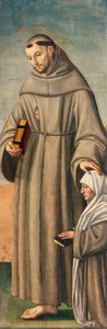 São Francisco e Comissário, dobradiça de Tríptico representando a Natividade com os Santos Francisco e Bartolomeu com dois doadores de Giovanni Girolamo Savoldo