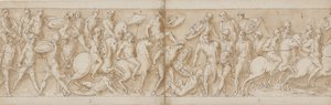 ataque romano (final de LXXVI); chefes bárbaros são feitos prisioneiros (LXXVII); partida para uma batalha com os sármatas (início de LXXVIII) de Giovanni Guerra