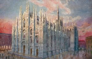 Milano / Milão: Duomo (litografia a cores)