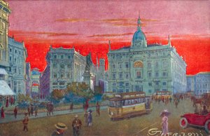 Milão / Milão: Piazza Cordusio (litografia a cores)