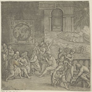 Escola de um filósofo de Giovanni Jacopo Caraglio (attributed to)
