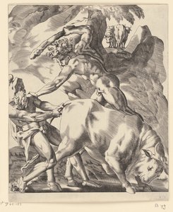 Hércules luta com Cacus Cenas com Hércules (título da série) de Giovanni Jacopo Caraglio