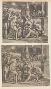 A Adoração dos Pastores. de Giovanni Jacopo Caraglio