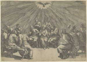 Derramamento do Espírito Santo Pentecostes de Giovanni Jacopo Caraglio