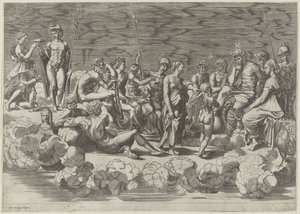 Encontro dos Deuses no Olimpo de Giovanni Jacopo Caraglio