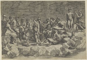 Encontro dos Deuses no Olimpo de Giovanni Jacopo Caraglio