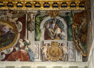 Detalhe, de, a, palácio, corredor, afresco, palácio quirinal, roma de Giovanni Lanfranco