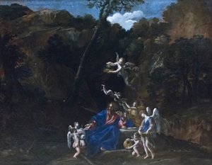 Jesus tratado pelos anjos de Giovanni Lanfranco