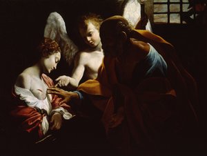 Santa Ágata assistida por São Pedro e um anjo na prisão, ca 1614