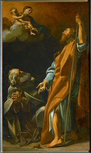 Santa Maria aparece aos eremitas Paulo e António (pintura sobre tela)