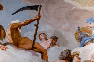 Saturno, deus do tempo. Detalhe de "O conselho dos deuses" 1624-1625. fresco