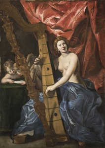 Vênus tocando harpa, c.1630. de Giovanni Lanfranco