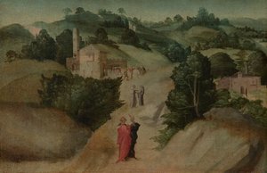 Cenas de uma lenda, provavelmente c. 1515-1520 (óleo sobre tela) de Giovanni Larciani