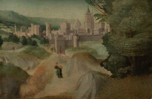 Cenas de uma lenda, provavelmente c. 1515-1520 (óleo sobre tela) de Giovanni Larciani