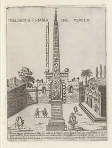 De Egyptische obelisk van Ramses II op Piazza del Popolo te Rome
Obelisco em S. Maria del Popolo (título sobre o objecto)
Moderne en antieke monumenten en bouwwerken in Rome (título da série)
Ornamenti di fabriche antichi et moderni dell