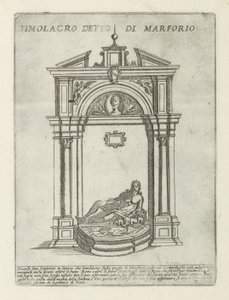 Fonte com a estátua de Marforio Simolacro detto di Marforio (título no objeto) Monumentos e edifícios modernos e antigos em Roma (título da série) Ornamenti di fabriche antichi et moderni dell