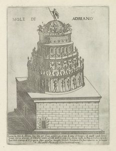 Mausoléu de Adriano Mole di Adriano (título no objeto) Monumentos e edifícios modernos e antigos em Roma (título da série) Ornamenti di fabriche antichi et moderni dell