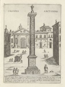 Coluna de Marco Aurélio em Roma Colonna a S. Antonio (título no objeto) Monumentos e edifícios modernos e antigos em Roma (título da série) Ornamenti di fabriche antichi et moderni dell