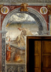 Signo do Zodíaco: "Os Peixes" Top medalhões com retratos do Imperador Caracalla e seu irmão Geta. Abaixo, legenda associada ao nascimento da constelação correspondente ao signo: cena de peche. Fresco atribuído a Giovanni Maria Falcon