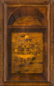 Coro Canónico Lignaino, Inlaid de Giovanni Maria Platina 1484, Upper Stall, Piazza del Duomo de Cremona